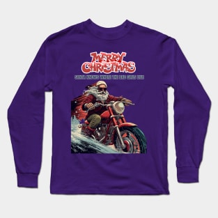 Santa Celebrate Christmas With Motorcycle Long Sleeve T-Shirt